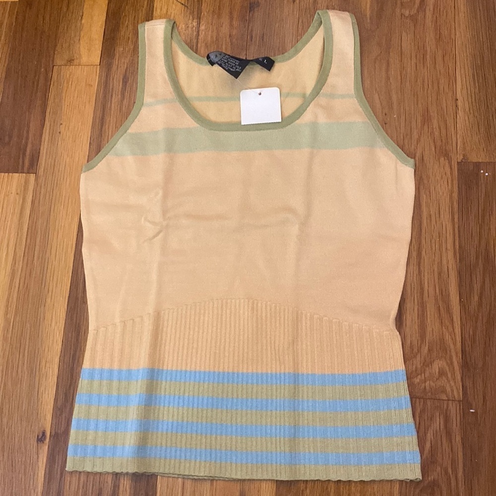 Yansi Fugel Women’s Yellow Tank Top With Colored Stripes Size S